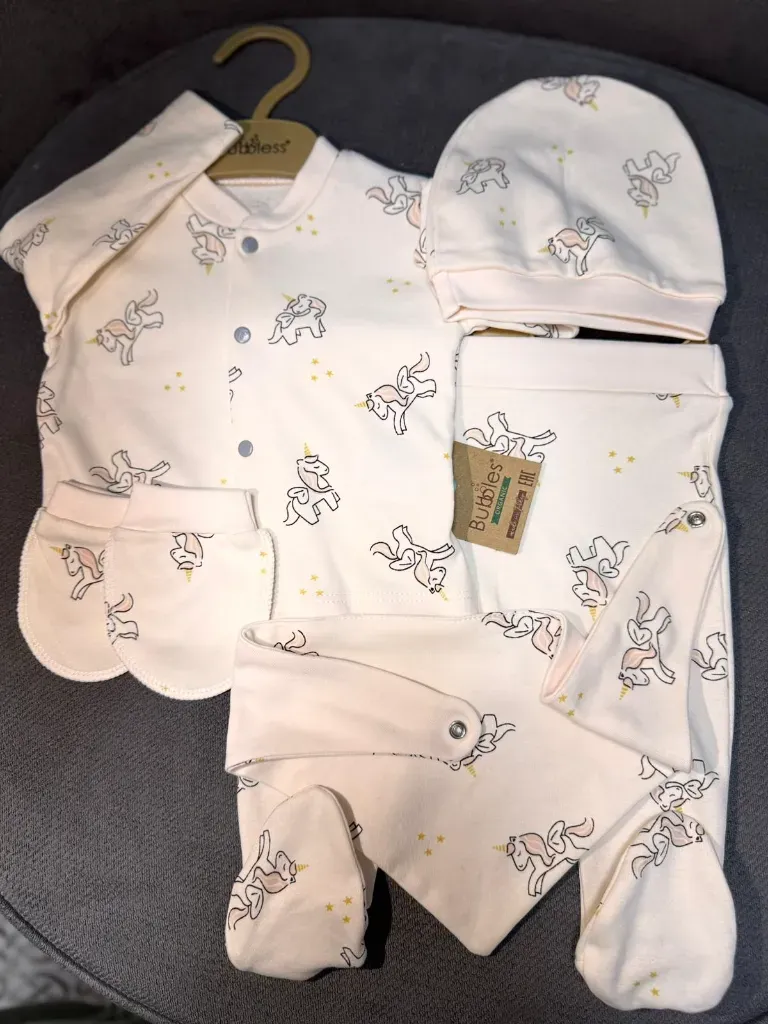 Unicorn Yenidoğan Bebek Seti %100 Pamuk 5 Kız Bebek Parça Hastane Çıkışı