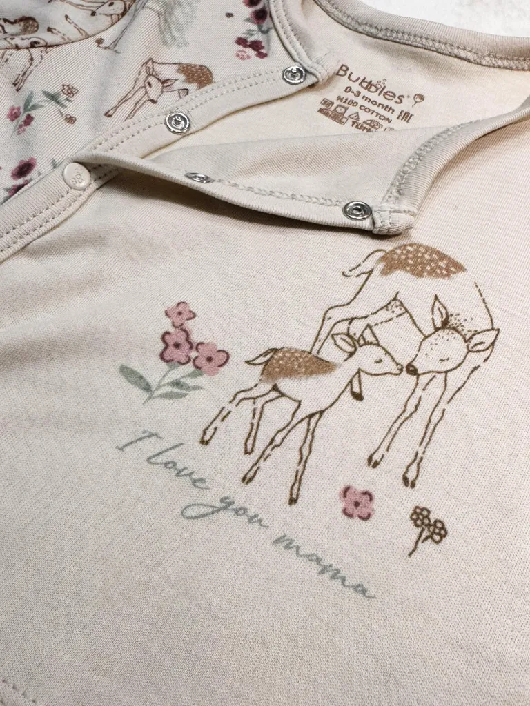 Bambi Masalı Yenidoğan Bebek Seti %100 Pamuk Kız Bebek 5 Parça Hastane Çıkışı