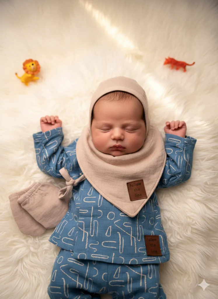 Bohem Doğa Yenidoğan Müslin Bebek Seti 5 Parça Erkek Bebek Pamuk Hastane Çıkışı