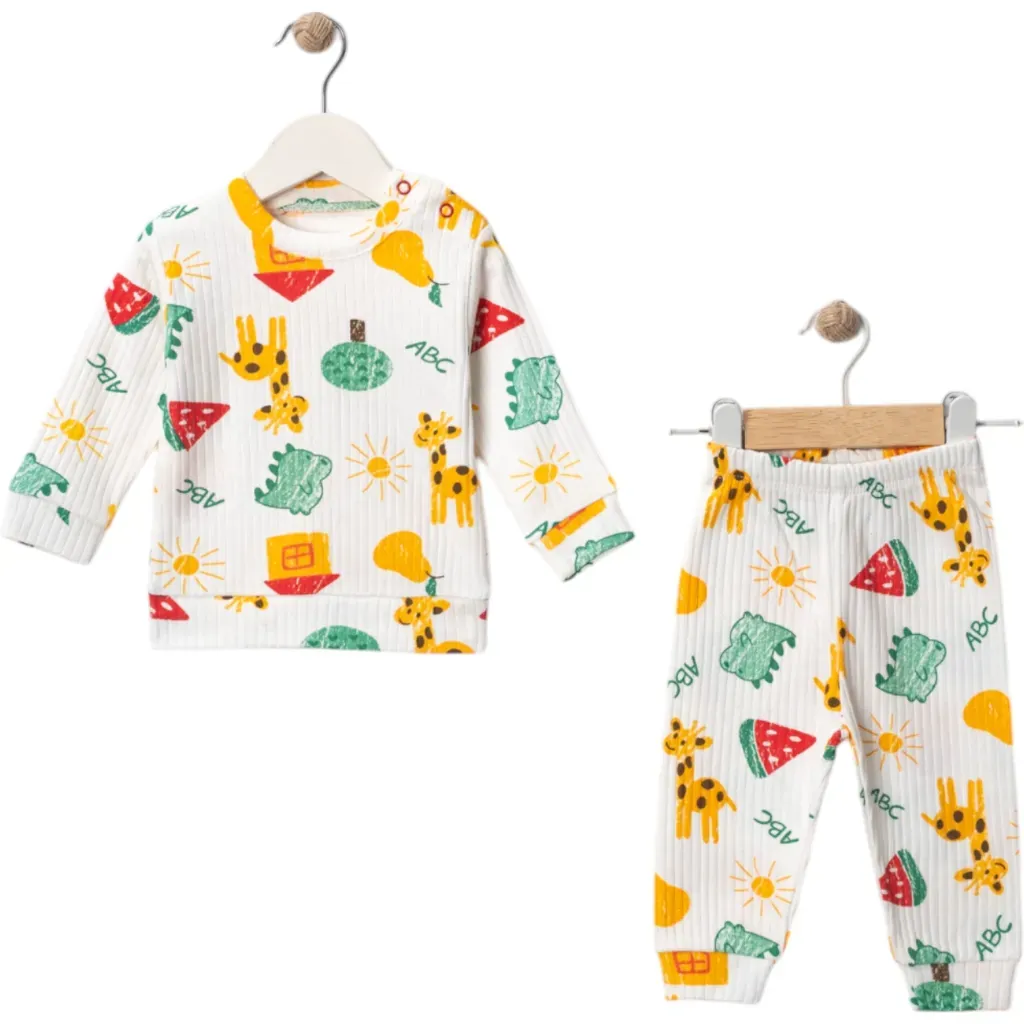 Bebek Takım Karpuz Desenli Omuzdan Çıtçıtlı Üst Alt Set