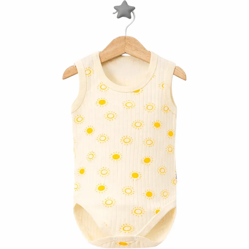 Güneş Desenli Bebek Zıbın – %100 Pamuk Atlet Body (0-9 Ay)