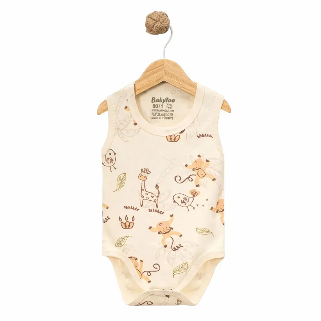 Hayvan Desenli Bebek Zıbın – %100 Pamuk Atlet Body (0 Ay - 3 Yaş)